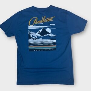 Pendleton Graphic T-Shirt Mens XL Blue Good Mountain Woolen Mills Logo Tee